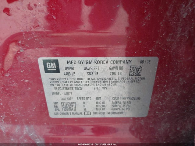 45064232 :رقم المزاد ، KL4CJESB8GB718829 vin ، 2016 Buick Encore مزاد بيع