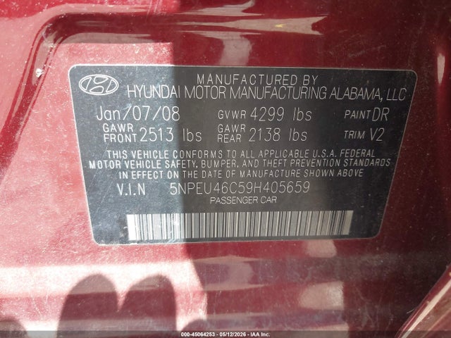 Aukcja sprzedaży 2009 Hyundai Sonata Limited, vin: 5NPEU46C59H405659, numer aukcji: 45064253