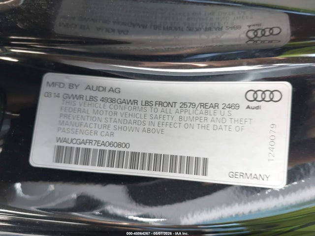 Aukcja sprzedaży 2014 Audi S5 3.0t Premium Plus, vin: WAUCGAFR7EA060800, numer aukcji: 45064267