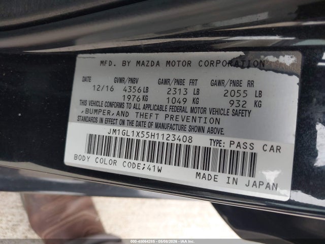 Aukcja sprzedaży 2017 Mazda Mazda6 Grand Touring, vin: JM1GL1X55H1123408, numer aukcji: 45064285