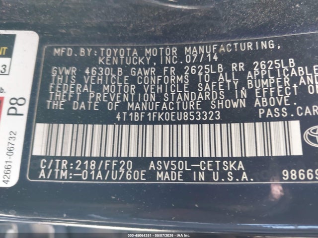 4T1BF1FK0EU853323 Toyota Camry Se Sport