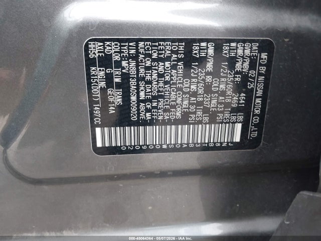 Aukcja sprzedaży 2025 Nissan Rogue Sv Fwd, vin: JN8BT3BA0SW009020, numer aukcji: 45064364