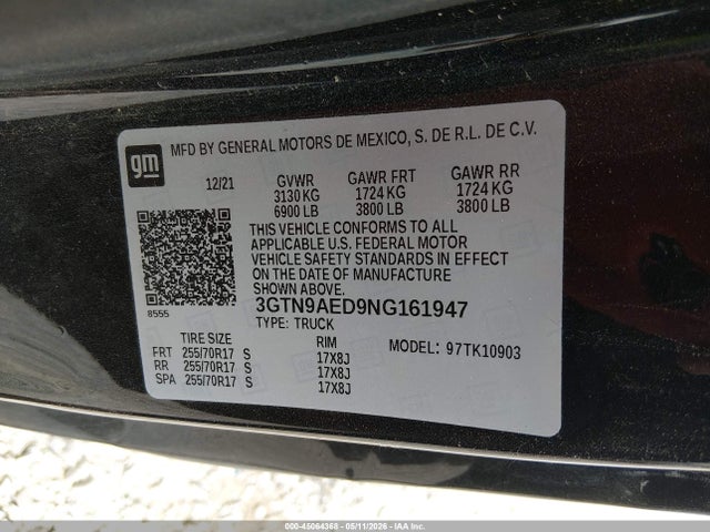 Aukcja sprzedaży 2022 Gmc Sierra 1500 Limited 4wd  Long Box Pro, vin: 3GTN9AED9NG161947, numer aukcji: 45064368