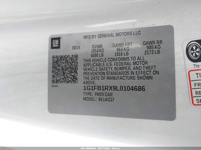Chevrolet Camaro Rwd 1ls 2020 1G1FB1RX9L0104686 Image 9