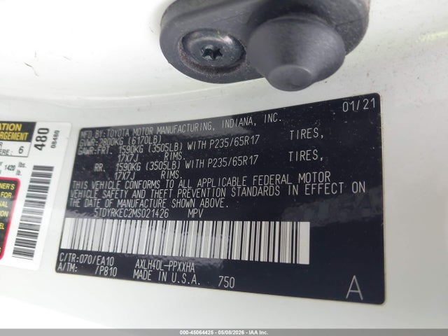 5TDYRKEC2MS021426 Toyota SIENNA XLE