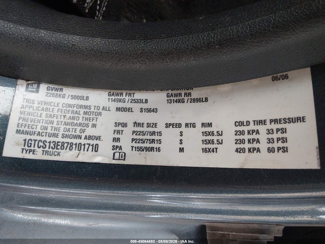 Продажа на аукционе авто 2007 Gmc Canyon Sle1, vin: 1GTCS13E878101710, номер лота: 45064492