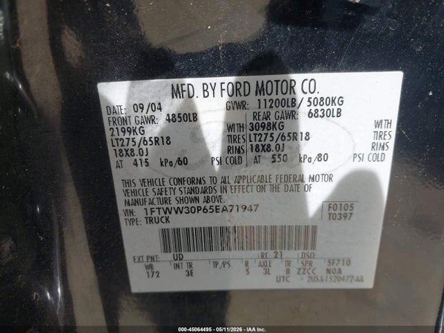 Продаж на аукціоні авто 2005 Ford F-350 Lariat/xl/xlt, vin: 1FTWW30P65EA71947, номер лоту: 45064495