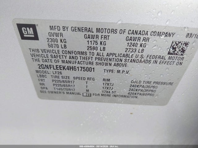 Chevrolet EQUINOX LS 2017 2GNFLEEK4H6175001 Image 9
