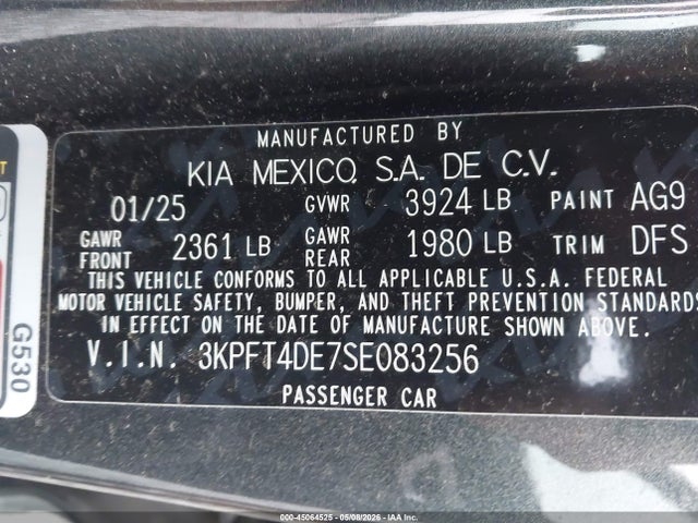 3KPFT4DE7SE083256 KIA K4 Lx