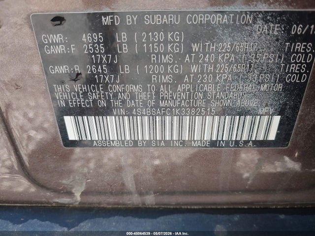 Subaru Outback 2.5i Premium 2019 4S4BSAFC1K3382515 Image 9