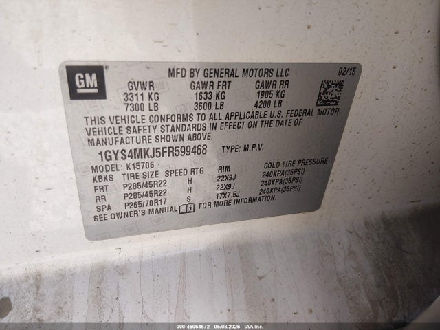 1GYS4MKJ5FR599468 Cadillac Escalade Luxury