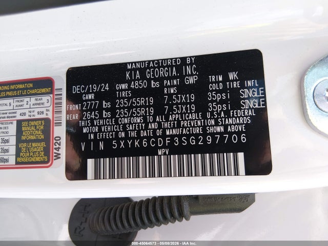 2025 Kia Sportage X-line მანქანა იყიდება აუქციონზე, vin: 5XYK6CDF3SG297706, აუქციონის ნომერი: 45064573