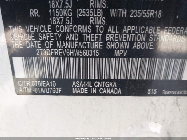 Toyota Rav4 Limited 2017 2T3DFREV6HW560315 Image 9