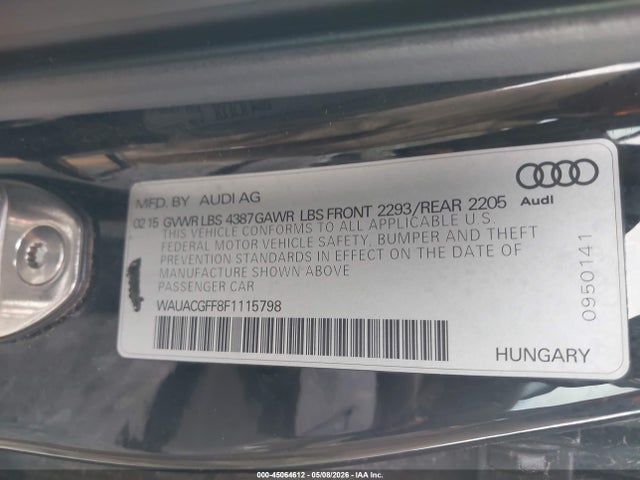 Aukcja sprzedaży 2015 Audi A3 1.8t Premium, vin: WAUACGFF8F1115798, numer aukcji: 45064612