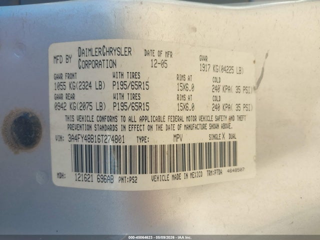 Aukcja sprzedaży 2006 Chrysler Pt Cruiser, vin: 3A4FY48B16T274801, numer aukcji: 45064623