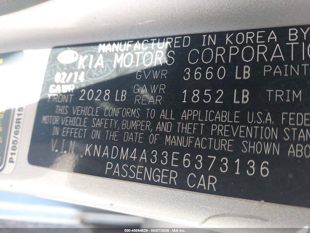 Aukcja sprzedaży 2014 Kia Rio Lx, vin: KNADM4A33E6373136, numer aukcji: 45064629