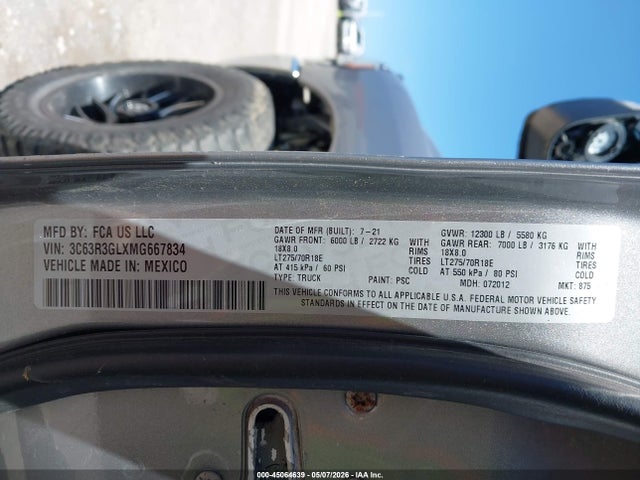 45064639 :رقم المزاد ، 3C63R3GLXMG667834 vin ، 2021 Ram 3500 Tradesman  4x4 8' Box مزاد بيع