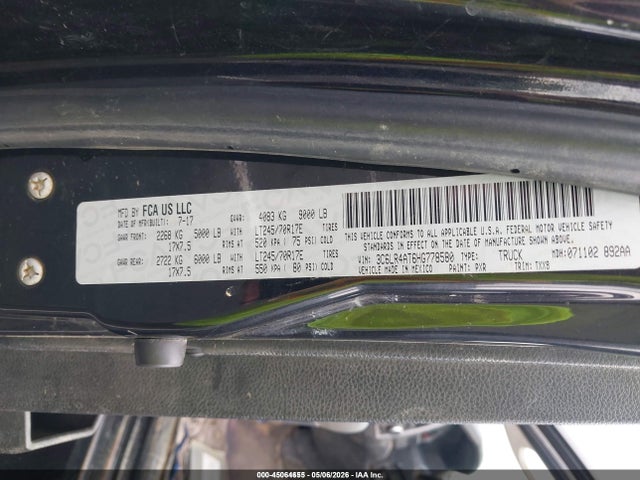 45064655 :رقم المزاد ، 3C6LR4AT6HG778580 vin ، 2017 Ram 2500 Tradesman  4x2 8' Box مزاد بيع