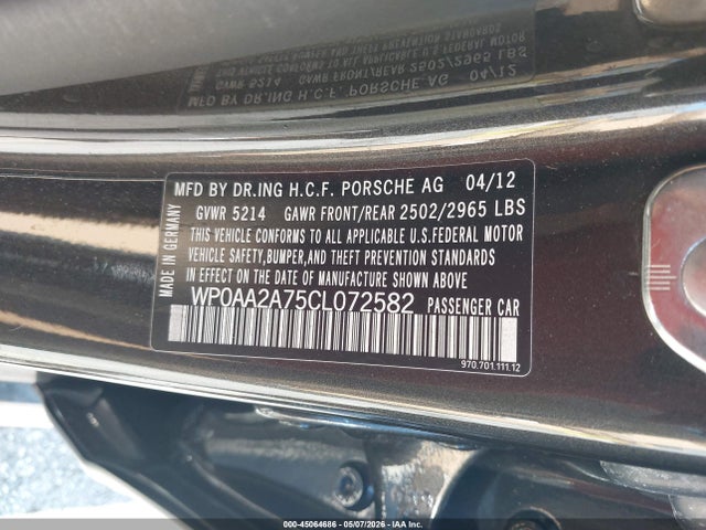 45064686 :رقم المزاد ، WP0AA2A75CL072582 vin ، 2012 Porsche Panamera 4 مزاد بيع