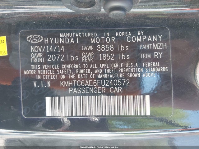 45064705 :رقم المزاد ، KMHTC6AE6FU240572 vin ، 2015 Hyundai Veloster Turbo R-spec مزاد بيع