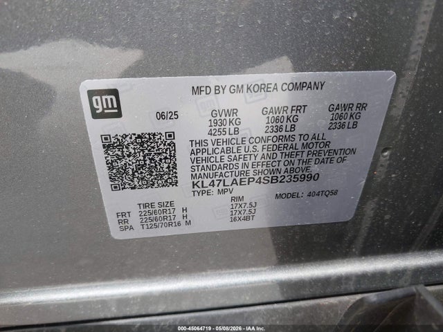 Aukcja sprzedaży 2025 Buick Envista Preferred Fwd, vin: KL47LAEP4SB235990, numer aukcji: 45064719
