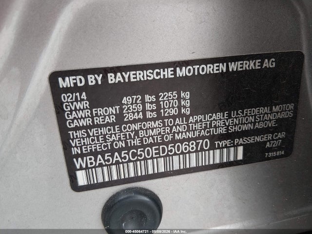 Продажа на аукционе авто 2014 Bmw 528i, vin: WBA5A5C50ED506870, номер лота: 45064721