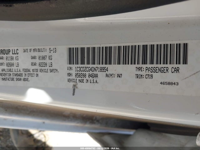 2013 Dodge Avenger Sxt მანქანა იყიდება აუქციონზე, vin: 1C3CDZCG4DN718954, აუქციონის ნომერი: 45064782