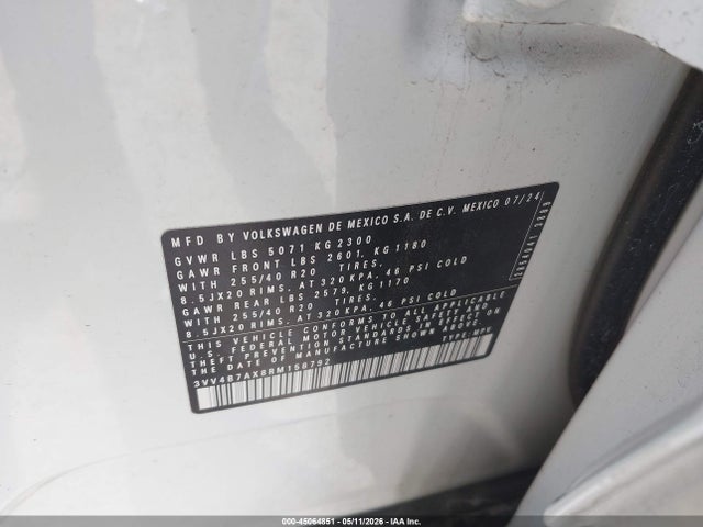 45064851 :رقم المزاد ، 3VV4B7AX8RM158792 vin ، 2024 Volkswagen Tiguan 2.0t Sel R-line مزاد بيع