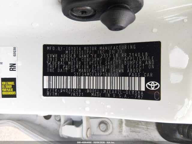 45064860 :رقم المزاد ، 5YFS4MCE8RP169505 vin ، 2024 Toyota Corolla Se مزاد بيع