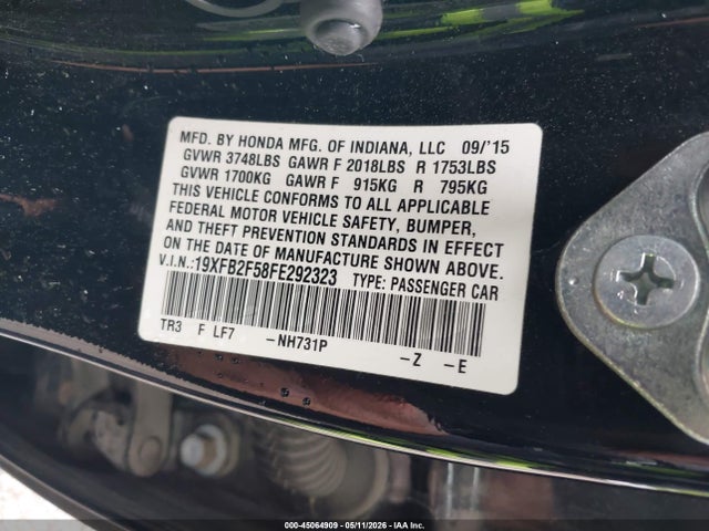 Aukcja sprzedaży 2015 Honda Civic Lx, vin: 19XFB2F58FE292323, numer aukcji: 45064909
