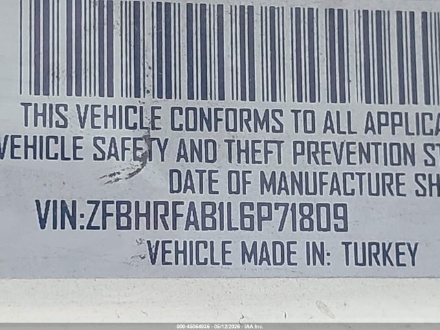 45064936 :رقم المزاد ، ZFBHRFAB1L6P71809 vin ، 2020 Ram Promaster City Tradesman مزاد بيع
