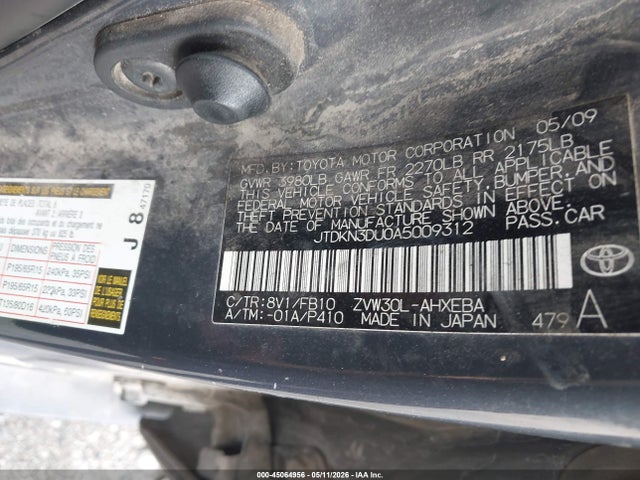 Aukcja sprzedaży 2010 Toyota Prius Ii, vin: JTDKN3DU0A5009312, numer aukcji: 45064956