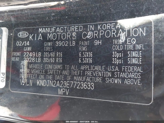Aukcja sprzedaży 2014 Kia Soul, vin: KNDJN2A23E7723633, numer aukcji: 45065057