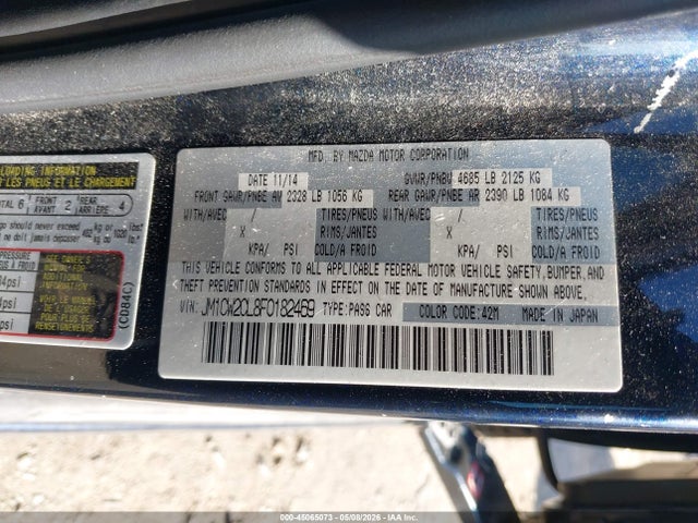 2015 Mazda Mazda5 Touring მანქანა იყიდება აუქციონზე, vin: JM1CW2CL8F0182469, აუქციონის ნომერი: 45065073