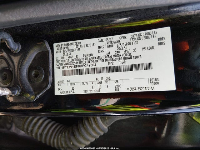 Aukcja sprzedaży 2017 Ford F-150 Xl, vin: 1FTEW1EF0HFC42304, numer aukcji: 45065082