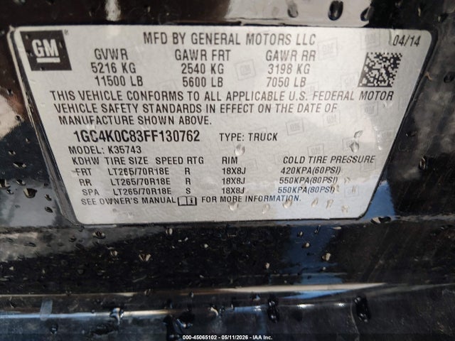 1GC4K0C83FF130762 Chevrolet Silverado 3500hd Ltz