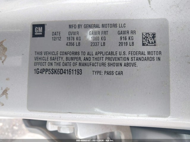 Aukcja sprzedaży 2013 Buick Verano, vin: 1G4PP5SK6D4161193, numer aukcji: 45065107