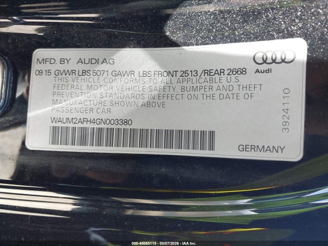 45065115 :رقم المزاد ، WAUM2AFH4GN003380 vin ، 2016 Audi A5 2.0t Premium مزاد بيع