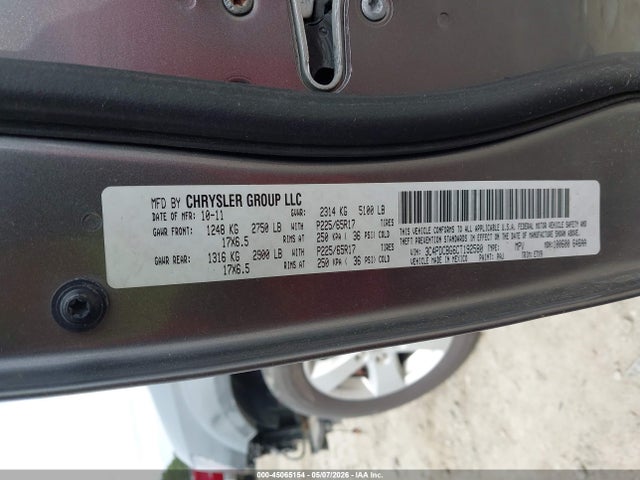 45065154 :رقم المزاد ، 3C4PDCBG6CT192580 vin ، 2012 Dodge Journey Sxt مزاد بيع