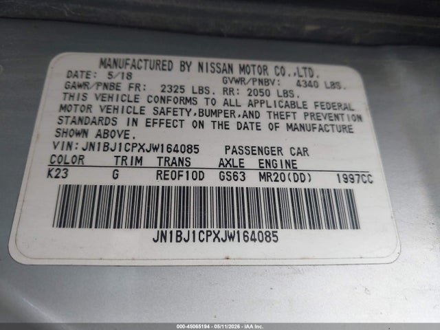 Продажа на аукционе авто 2018 Nissan Rogue Sport S, vin: JN1BJ1CPXJW164085, номер лота: 45065194