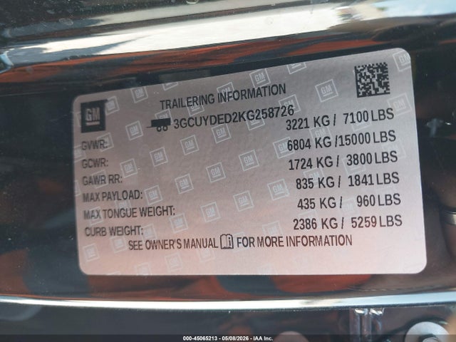 Chevrolet Silverado 1500 Lt 2019 3GCUYDED2KG258726 Image 9
