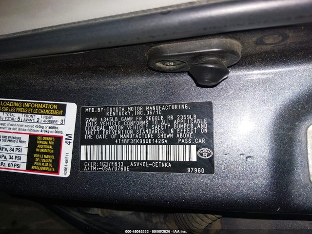45065232 :رقم المزاد ، 4T1BF3EK9BU614264 vin ، 2011 Toyota Camry Le مزاد بيع