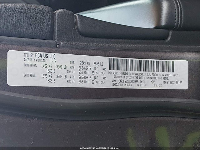 Продаж на аукціоні авто 2018 Jeep Grand Cherokee Limited 4x4, vin: 1C4RJFBG9JC293009, номер лоту: 45065245