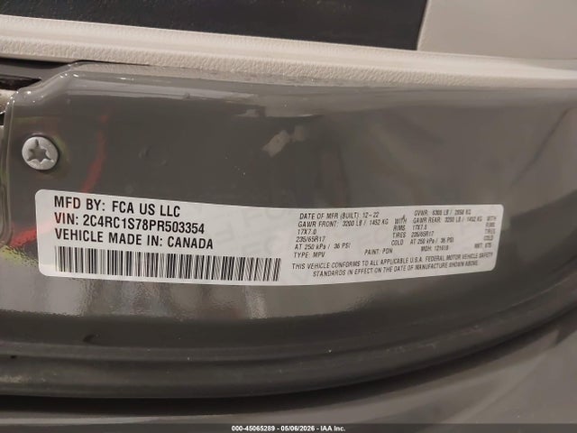 45065289 :رقم المزاد ، 2C4RC1S78PR503354 vin ، 2023 Chrysler Pacifica Hybrid Limited مزاد بيع