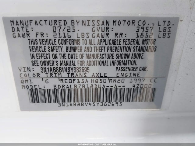 Nissan SENTRA S 2025 3N1AB8BV4SY382695 Image 9