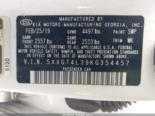 KIA Optima Lx 2019 5XXGT4L39KG354457 Image 9