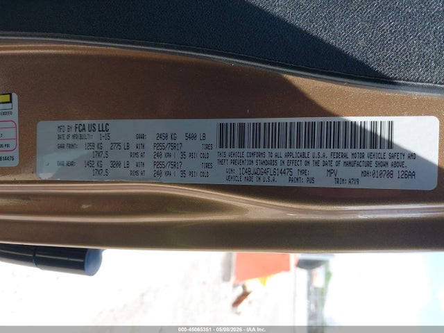 2015 Jeep Wrangler Unlimited Sport მანქანა იყიდება აუქციონზე, vin: 1C4BJWDG4FL614475, აუქციონის ნომერი: 45065351