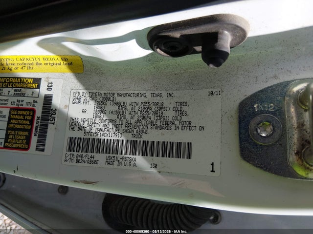 Aukcja sprzedaży 2012 Toyota Tundra Grade 5.7l V8, vin: 5TFEY5F14CX117913, numer aukcji: 45065360
