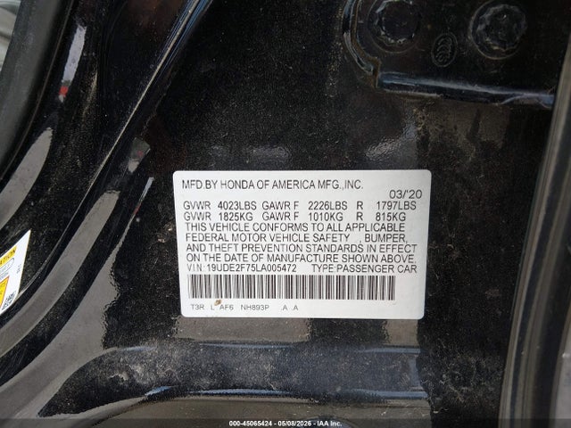 2020 Acura Ilx მანქანა იყიდება აუქციონზე, vin: 19UDE2F75LA005472, აუქციონის ნომერი: 45065424