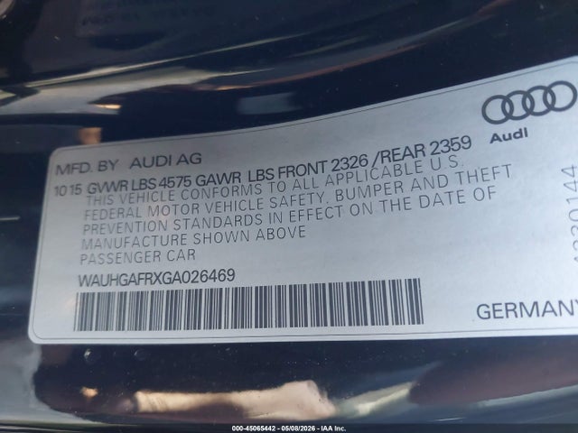 Продажа на аукционе авто 2016 Audi A5 2.0t Premium, vin: WAUHGAFRXGA026469, номер лота: 45065442